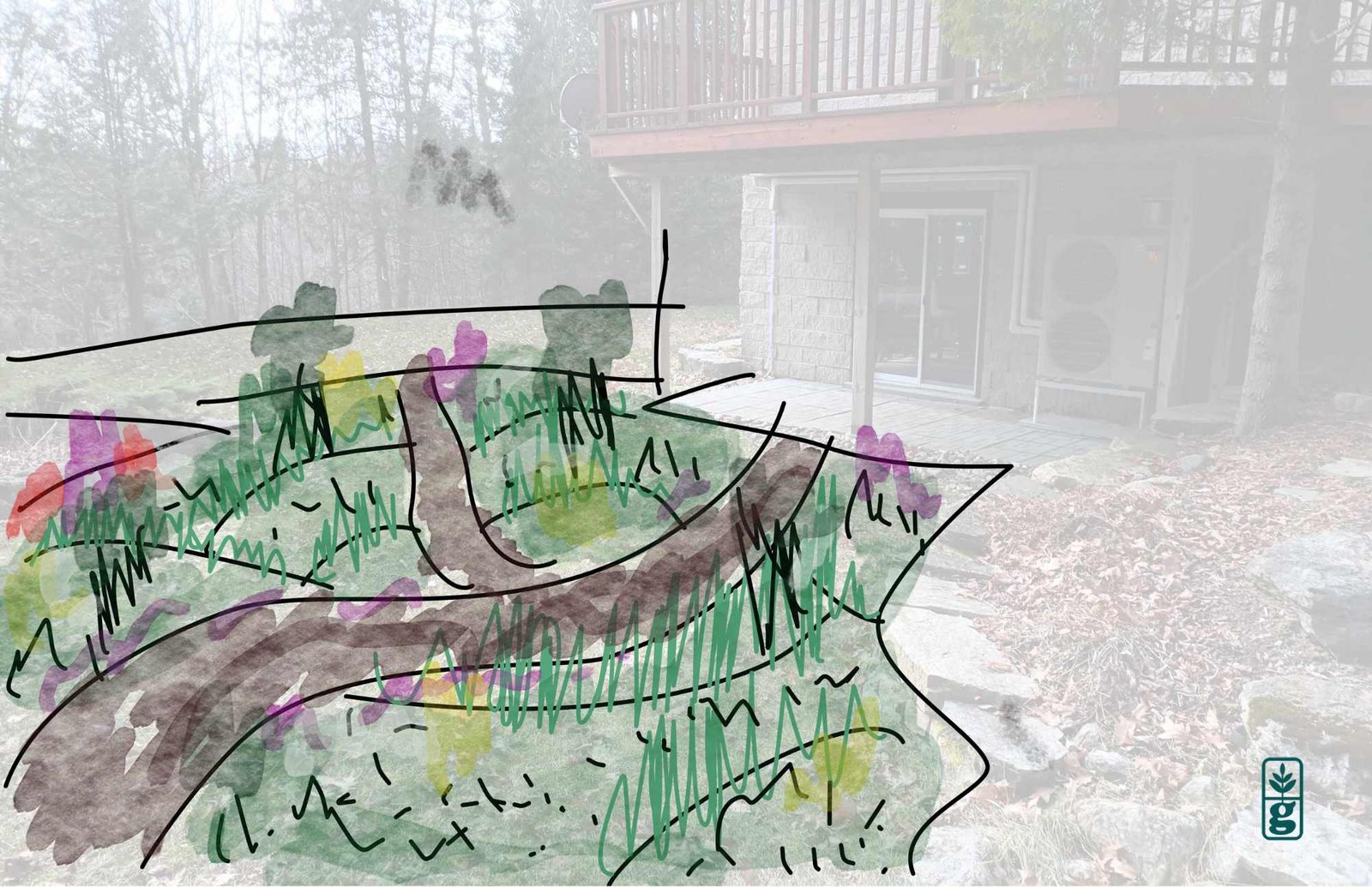 Design rendering — showing the garden's layout and seasonal character