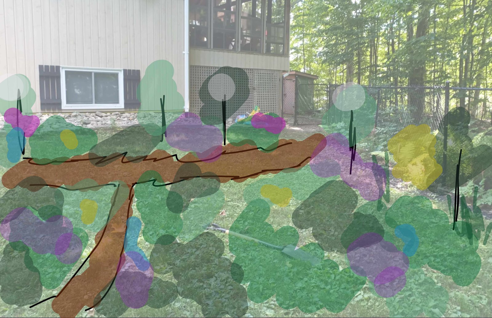 House-side garden design — cottage and septic garden, Haliburton County, 2025